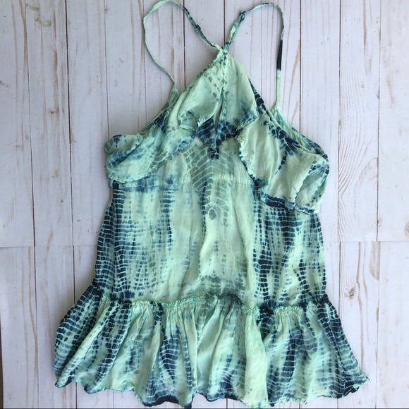 EUC Free People Blue Tie-Dye layered beaded tank - Picture 7 of 8